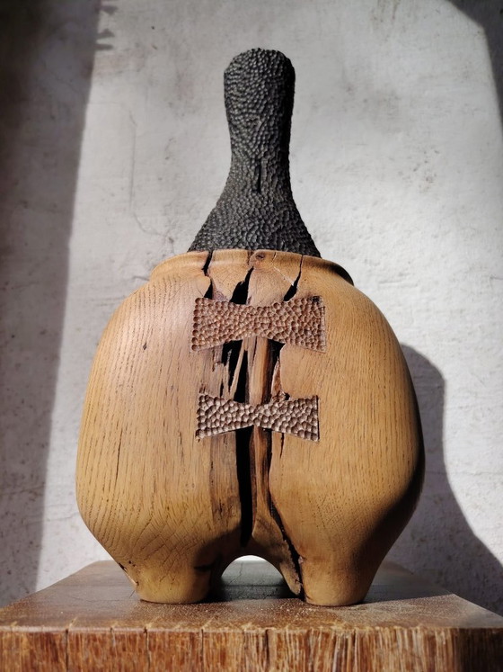 Vaso / Scultura in rovere massiccio intagliato – Sculture, Legno (photo 3 of 9)