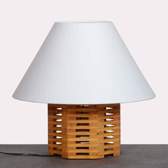 Image 1 of Pine table lamp from the 1960s