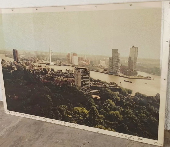 Image 1 of Vintage gesigneerde prent van Rotterdam