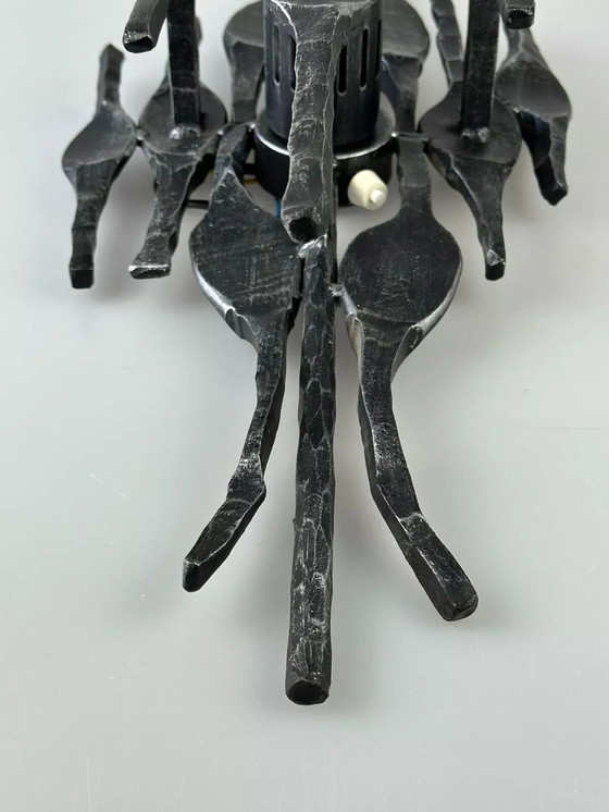 Image 1 of 60s 70s Brutalistische Wandlamp Wandlamp Ijzer & Glas Design Wandlamp