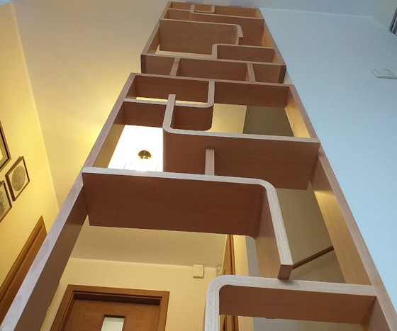 Image 1 of Schermo, pareti divisorie, mensola curva in legno di faggio