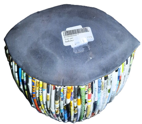 Image 1 of Unique Handmade Ceramic Vase 'Gari' – Indonesian Ceramic Artwork with Recycled Paper