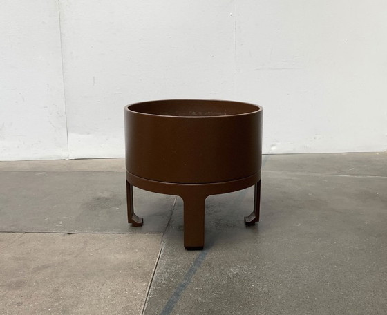Image 1 of Seltener Luwasa-Übertopf auf Sockel – Anfang der 1970er Jahre – sepiabraun – Ø 50 cm
