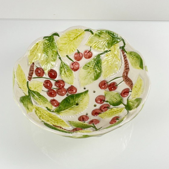 Image 1 of Cherry-patterned earthenware colander, 1980/90