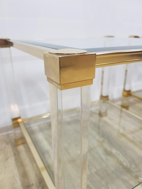 Hollywood Regency Tafels in glas van P. Vandel, Parijs, jaren 70, set van 2 – Pierre Vandel, Metal (photo 11 of 16)
