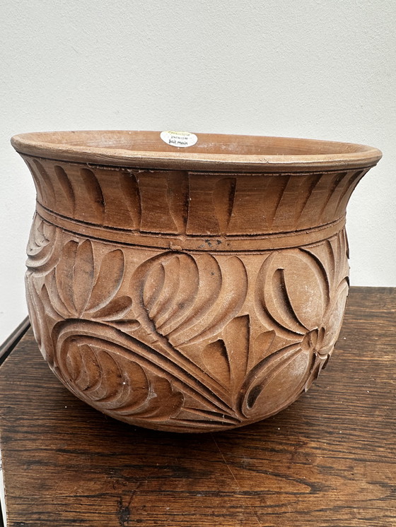 Image 1 of Vintage handmade ceramic planter H 19 cm / D 24 cm