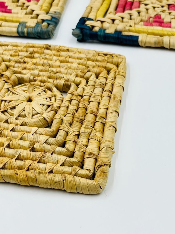 Image 1 of Set of 3 vintage braided fiber trivets