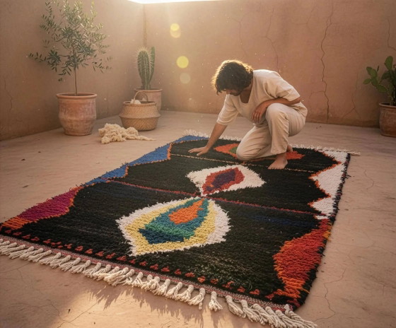 Marokkanischer Teppich aus Naturwolle, handgefertigt, 3x2 m. – Teppiche & Läufer, Wool (photo 6 of 10)