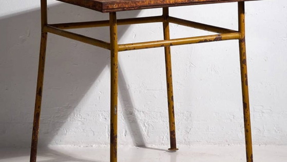 Ochre colored antique outdoor table (c.1920) #3 – Garden tables, Iron (photo 3 of 9)