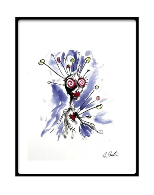Tim Burton – Voodoo Girl Officiel, estampe signée sur plaque par Tim Burton.