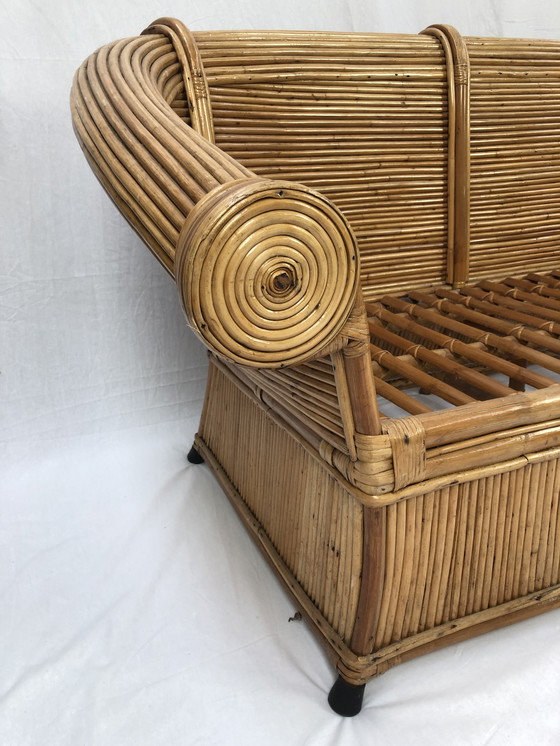 Image 1 of Divano Boho in bambù e rattan vintage