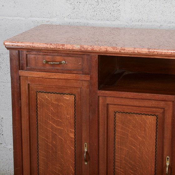 Buffet 4 portes avec compartiment ouvert et plateau en marbre – Vaisseliers, Art Nouveau (photo 9 of 11)