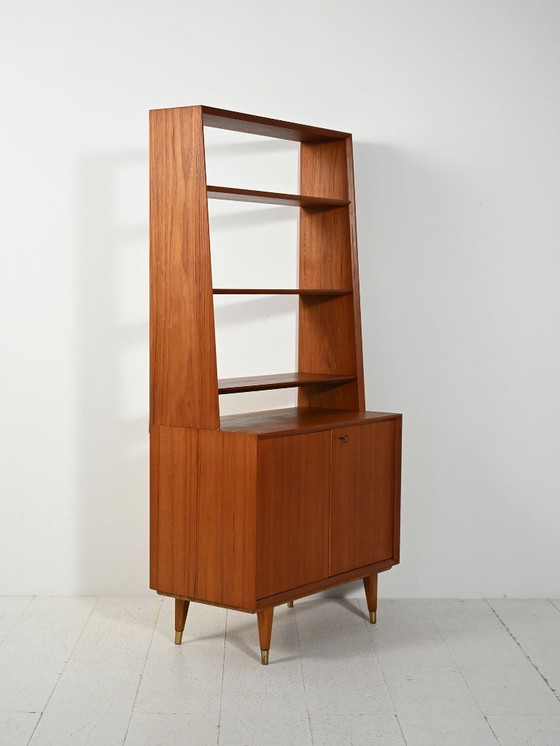 Image 1 of Scandinavische teakhouten boekenkast met kastje, jaren 1950-1960