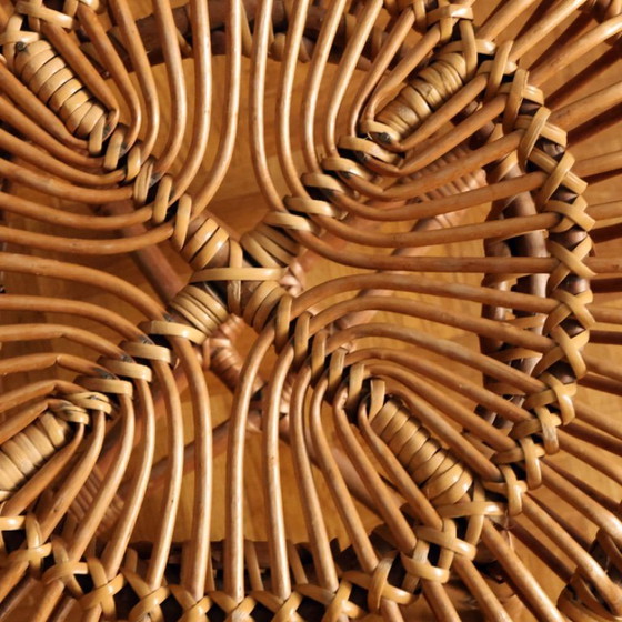 Image 1 of ❤️Vintage rotan krukje, cultureel meubilair uit de DDR, midden van de 20e eeuw
