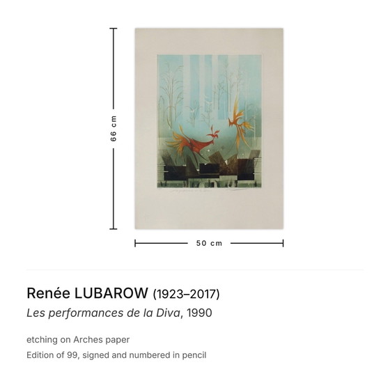 Image 1 of Renée LUBAROW Les performance de la Diva Acquaforte firmata 1990