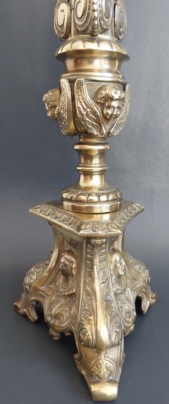Image 1 of Candelabro da cappella in bronzo del XIX secolo