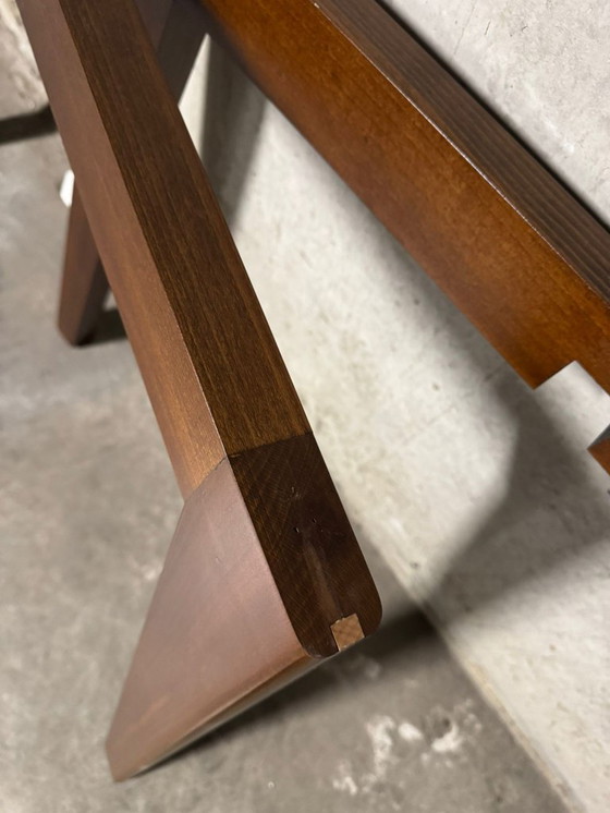 Image 1 of Ronde Terrazzo/Marmeren Tafel – 110 cm – Nieuw in verpakking – Walnoot houten kruisvoet