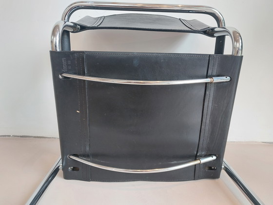 Image 1 of 4 poltrone da pranzo Fasem S34 in pelle nera di Mart Stam