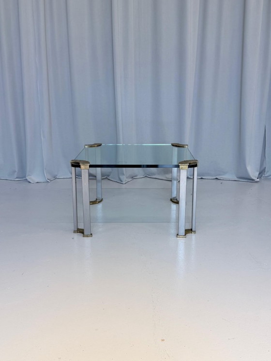 Image 1 of Tavolino da caffè vintage in bronzo e vetro di Peter Ghyczy, Germania anni '70