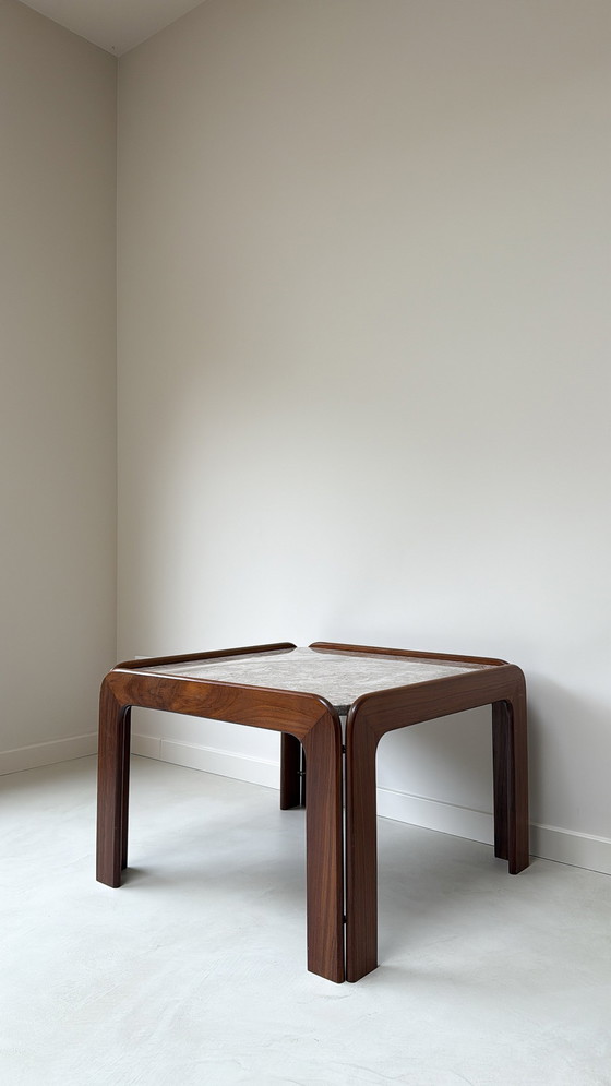 Image 1 of Vintage Wooden Coffee Table with Marble Top