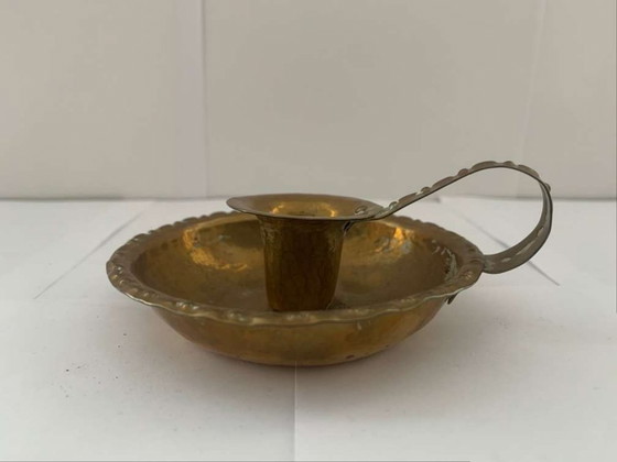 Image 1 of Bougeoir en laiton, porte-bougie, style Bauhaus, fait main, Art Déco, ED E.D.
