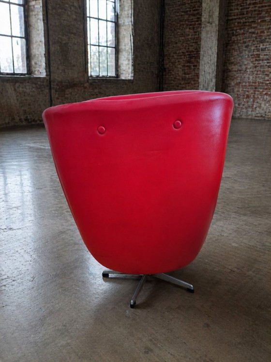 Image 1 of Pair of High-Back Swivel Lounge Chairs Scandinavian Modern Leather & Aluminum by UP Závody Rousínov 1960s Czechoslovakia