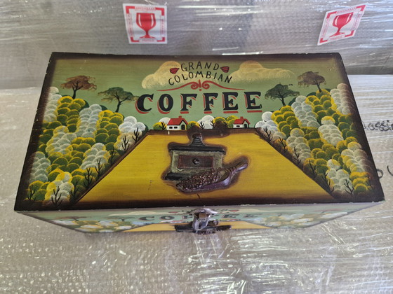 Image 1 of Bella scatola da caffè in legno d'epoca