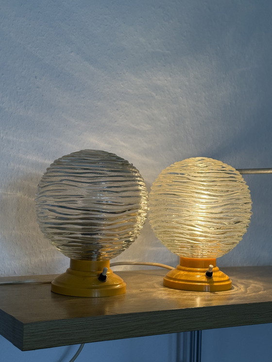 Image 1 of 2x vintage bedside lamps Space Age 70s retro