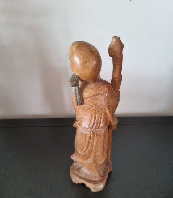 Vintage Shou Xing (Shou Lao) Houten Beeld – Decoratieve objecten, Wood (photo 3 of 5)