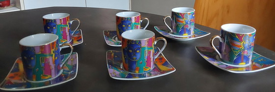 Image 1 of Service à café le galion modèle Mask porcelaine de Limoges 