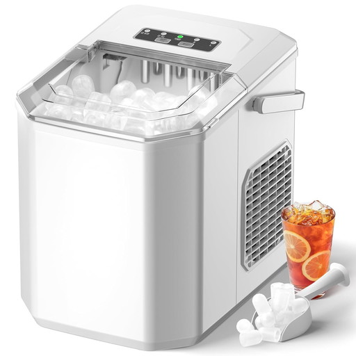 Machine à Glaçons, 12kg en 24h, 9 Glaçons en 6 à 8 Minutes, Blanc Machine a Glacons avec Fonction Autonettoyante, pour la Maison