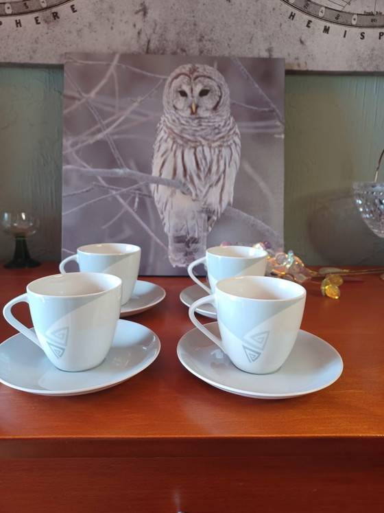 Image 1 of Servizio da caffè vintage in porcellana ceca Thun - 4 tazze, 4 piattini, zuccheriera e lattiera.
