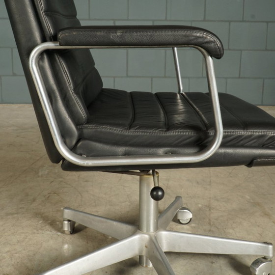 Vintage Office Chair – Black Leather – Drabert – 1970s – Metal (photo 13 of 14)