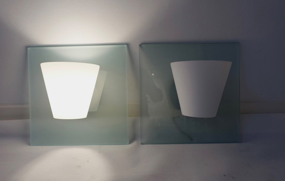 Image 1 of Set of Two Foscarini Quadro Parete Wall Lamps Murano Glass 