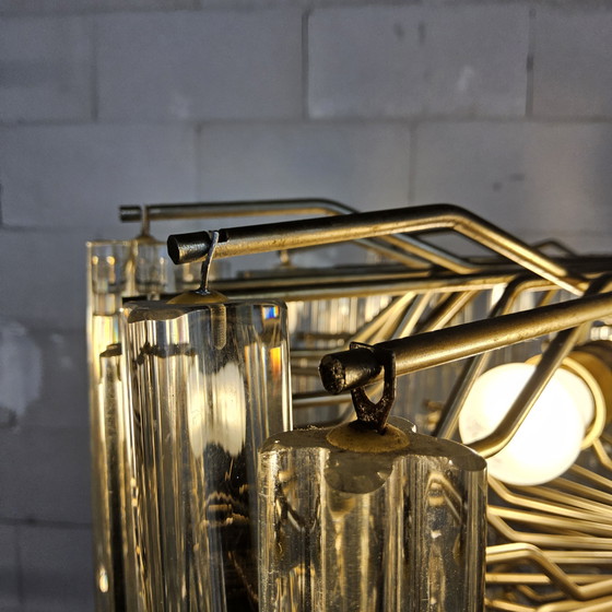 Image 1 of Vintage Itiliaanse kristallen kroonluchter Venini Triedi Murano. (60s) tapered crystal chandelier Italian design