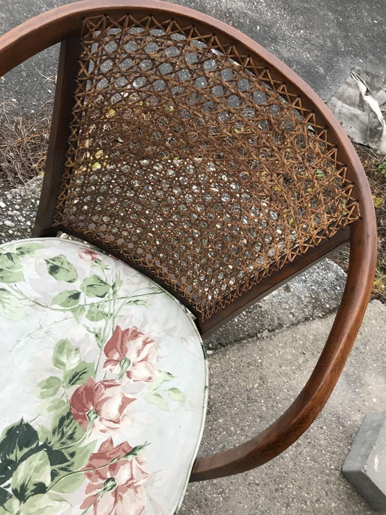 Vintage Floral Fabric and Wood Armchair, 1950s (photo 6 of 7)