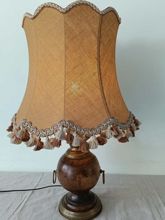 Vintage Table Lamp – Textile, Wood (photo 9 of 9)