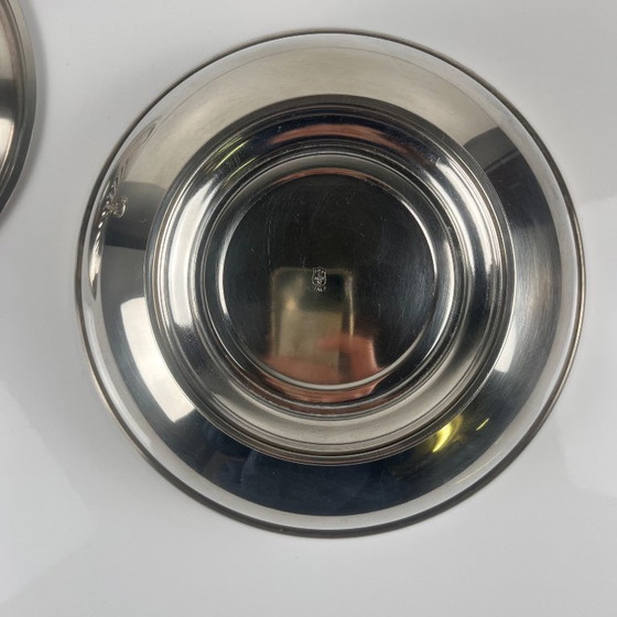 Image 1 of Fuente/sopera italiana de metal plateado para verduras, PM Italy, circa 1960-1980