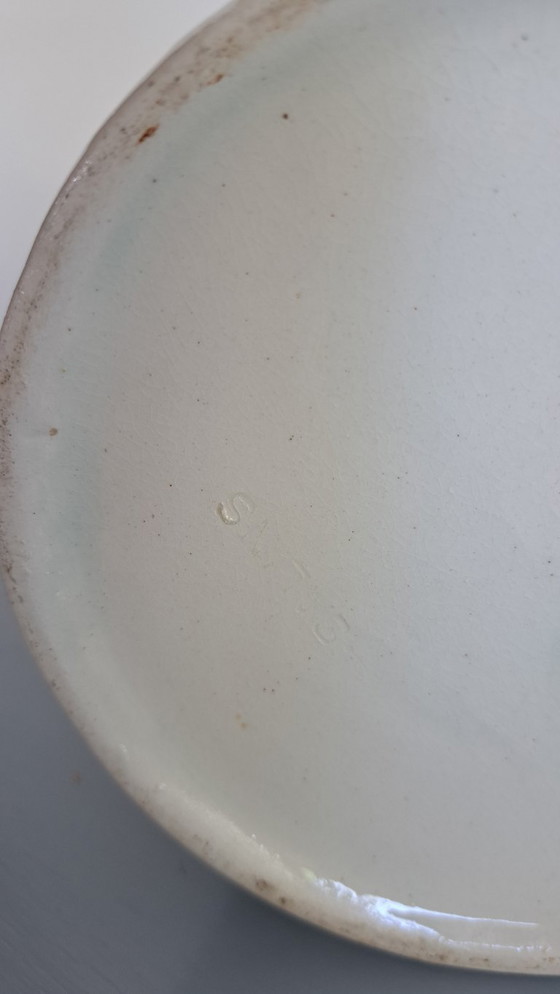 Image 1 of Salins Les Bains Schenkkan - Majolica Barbotine - 1960s - kastanje