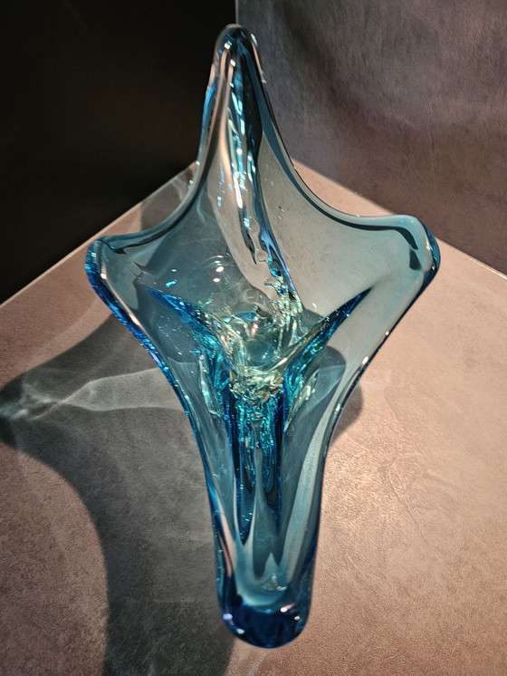 Image 1 of Coupe en turquoise du Val Saint Lambert.