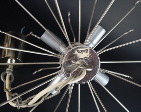 Image 1 of mid century PENDANT LIGHT with 30 acrylic discs like ice glass 1960s 1970s hanging lamp