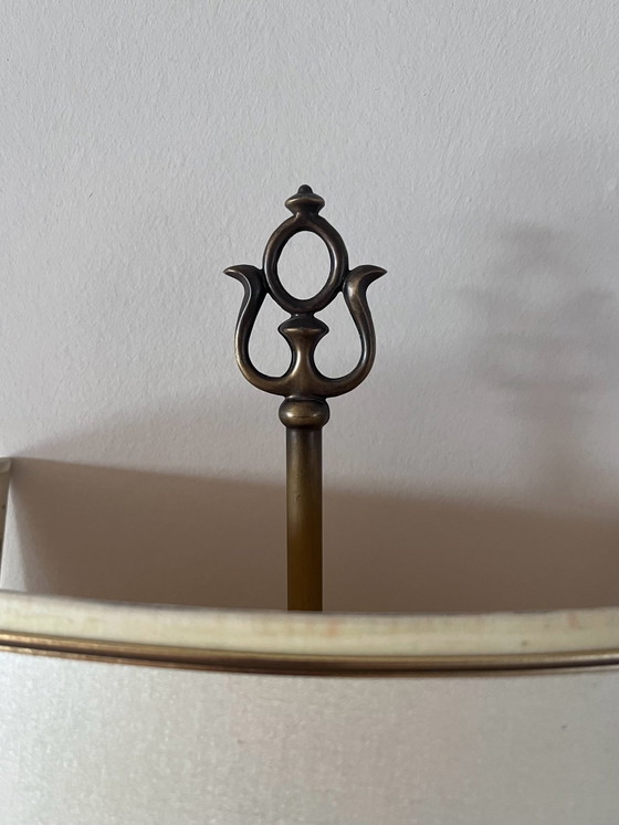 Splendida applique bouillotte doppia in ottone vintage, Crema (foto 6 di 8)