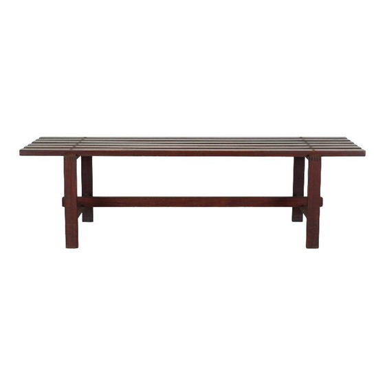 Image 1 of Vintage teak bench by Ezio Longhi for Elam, Italian design, mid-century modern, 1950s