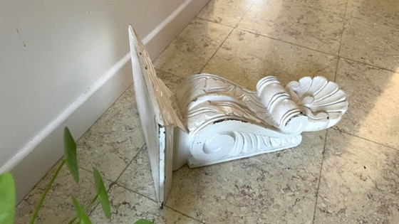 Patinated White Wall Console Shelf – Shelving unit, Wood (photo 24 of 35)