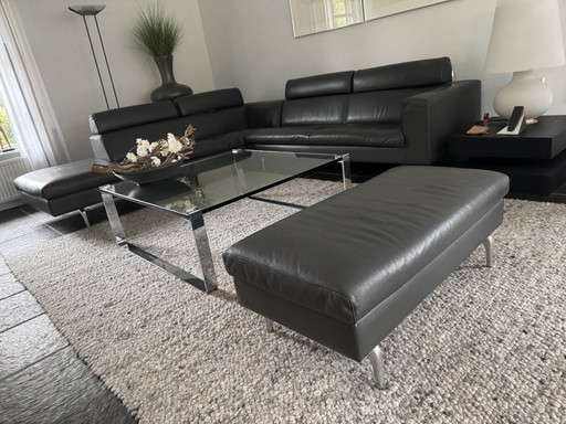 Leolux Horatio 6-Ecksofa mit separatem Hocker – hoekbanken, Leather, Metal (photo 2 of 5)