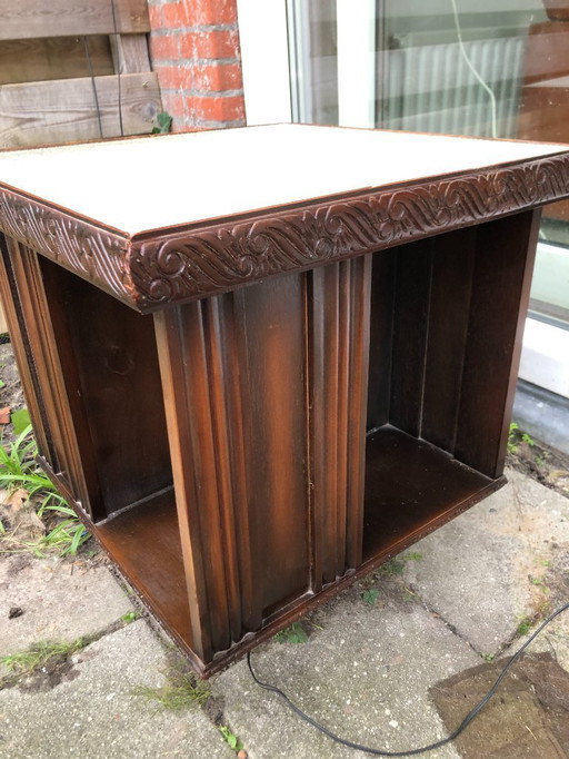 Vintage boekenmolen draaibaar met verlichting - rokers kastje