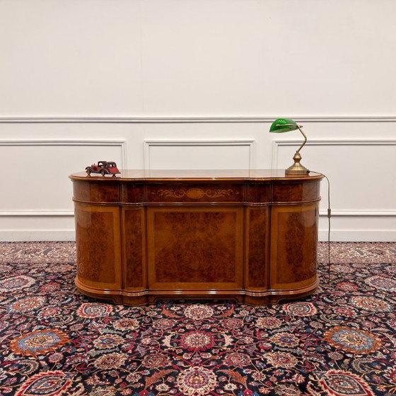 Antique Classic Italian Desk with Back Panel – Wood, Brass (photo 3 of 20)