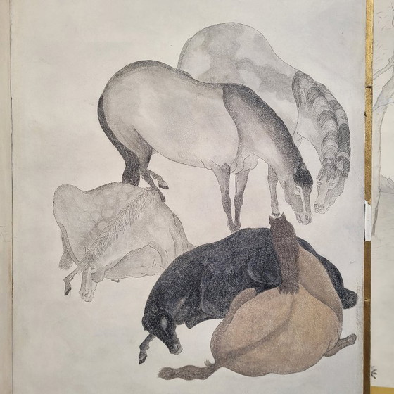 Image 1 of Paravento Byôbu “Cavalli selvaggi”, scuola Kano, periodo Edo, XIX secolo – Giappone