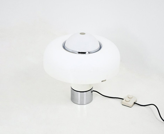 Lampe Brumbury de Luigi Massoni pour Harvey Guzzini, années 1970, Plastique, Chrome, Blanc, Space Age (photo 5 sur 13)