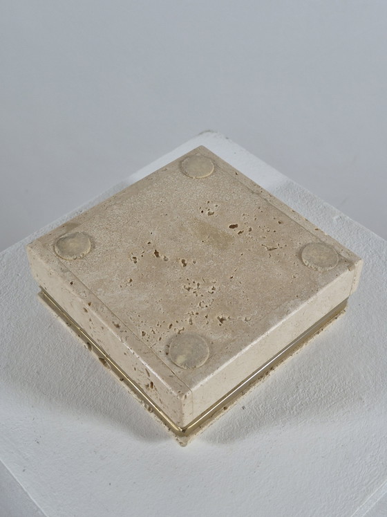 Boîte vintage artisanale en travertin, Italie, années 1970 – Bols, Stone, Brass (photo 11 of 12)